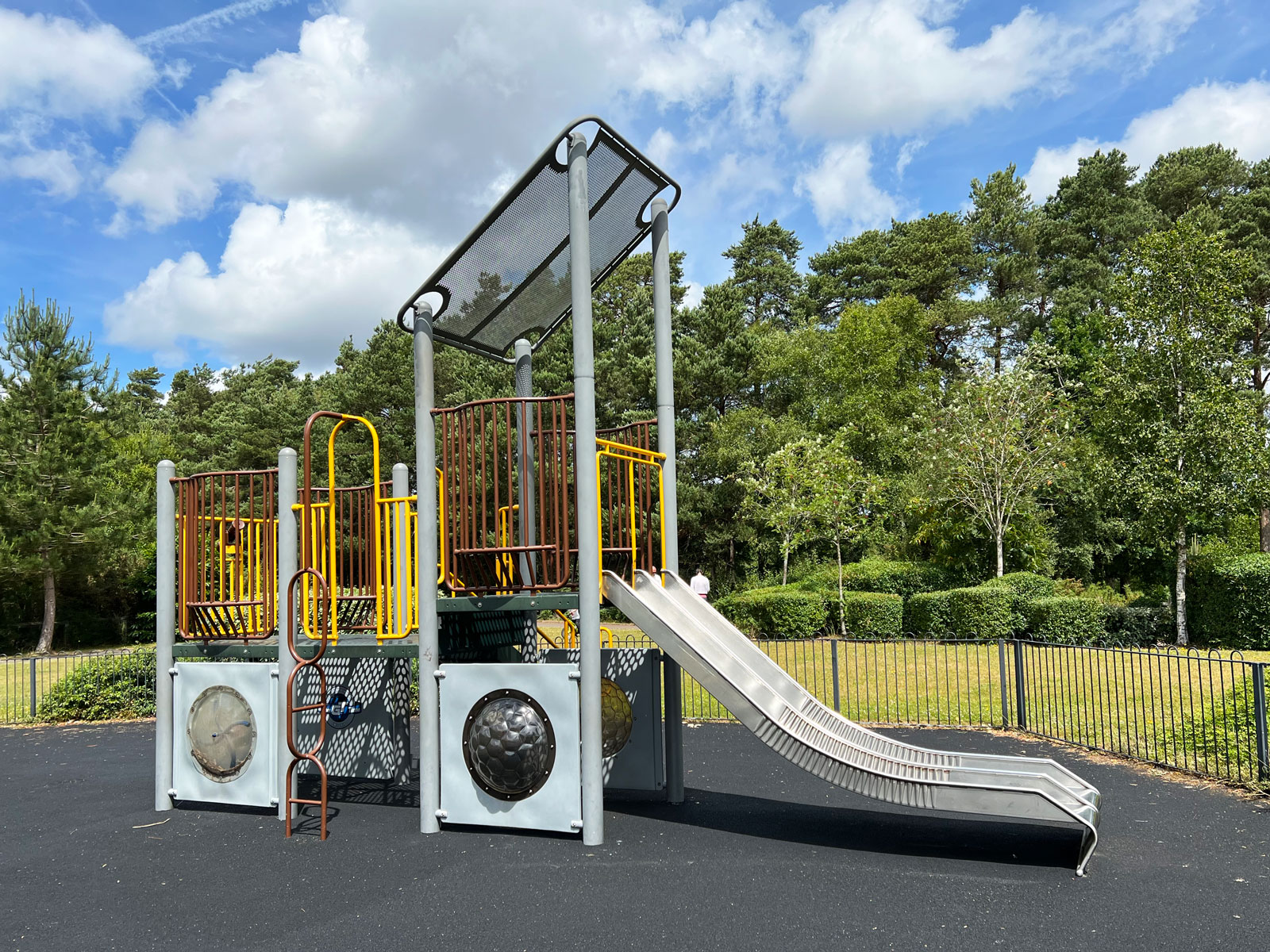 "Wagons Roll" at Post Haste Play Area, Elvetham Heath Post Haste Play Area in Elvetham Heath, Hampshire