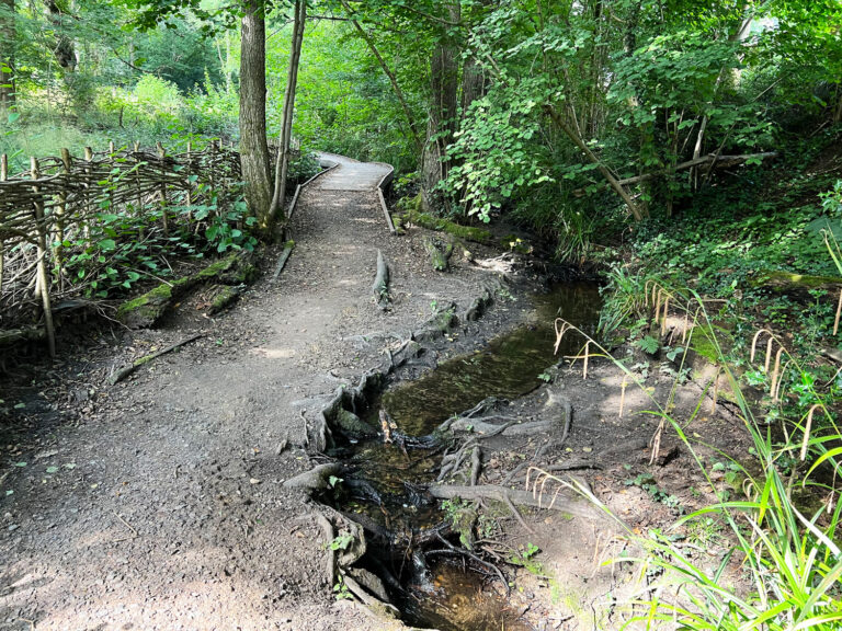 Source of the River Blackwater at Rowhill Nature Reserve in Aldershot, Blackwater Valley Path Section 1 in Hampshire