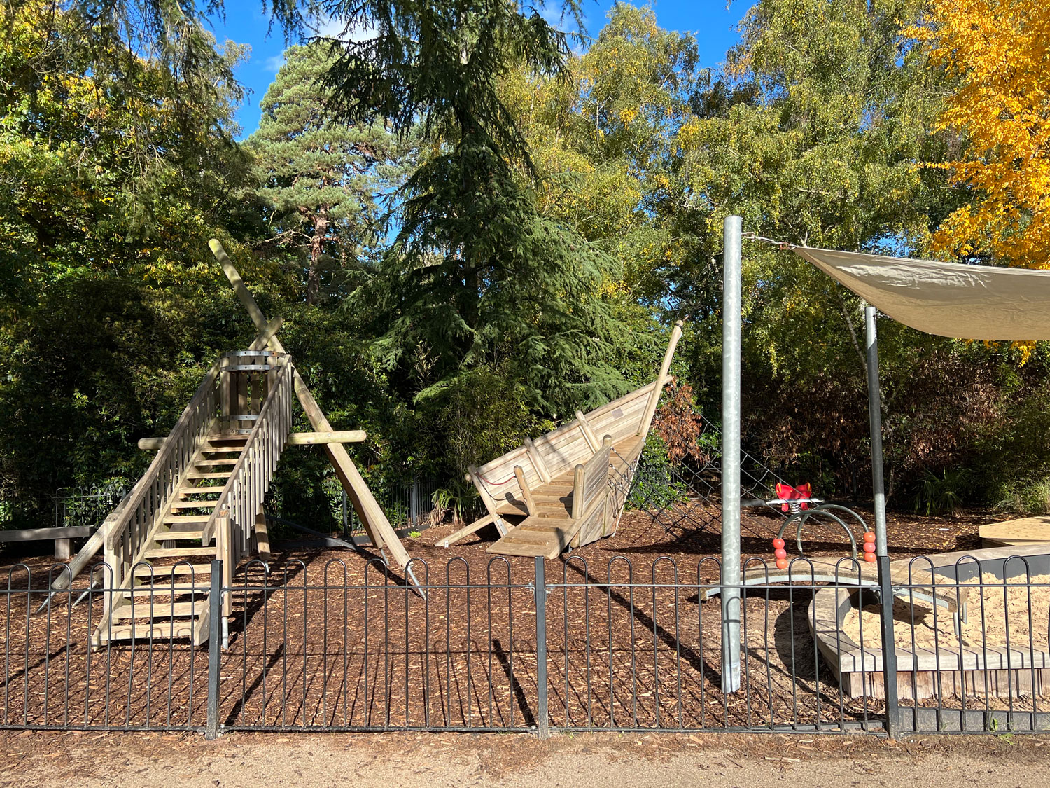 Land Ahoy at the Obelisk Lawn Play Area, Virginia Water Obelisk Lawn Play Area in Virginia Water and the Savill Garden, Windsor Great Park, Surrey